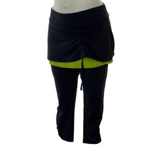 ALEX + ABBY Women's Modest Activewear Black & Green Skirt Over Leggings Size S